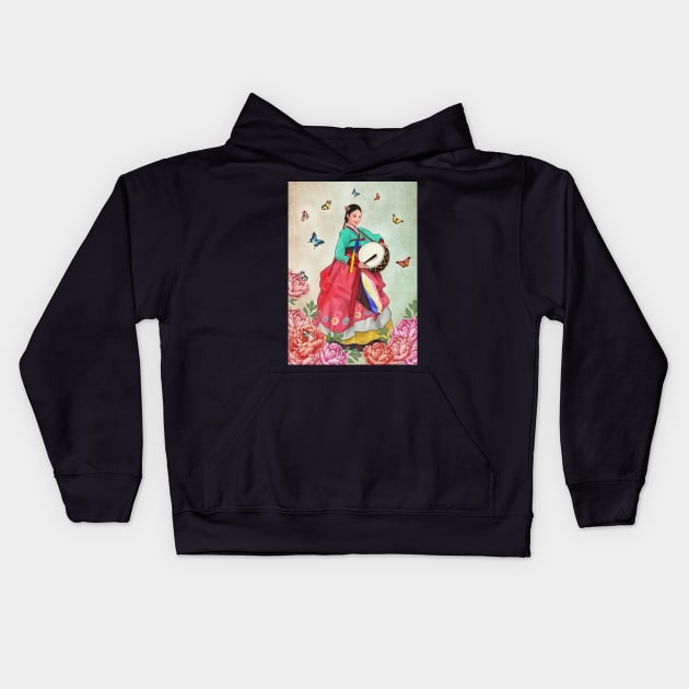 Sound of Drum in Hanbok Kids Hoodie by Anicue